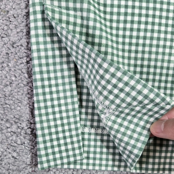 Chico's Brigitte Green White Gingham Pull On High Vent Crop Pants Pockets - Picture 7 of 12